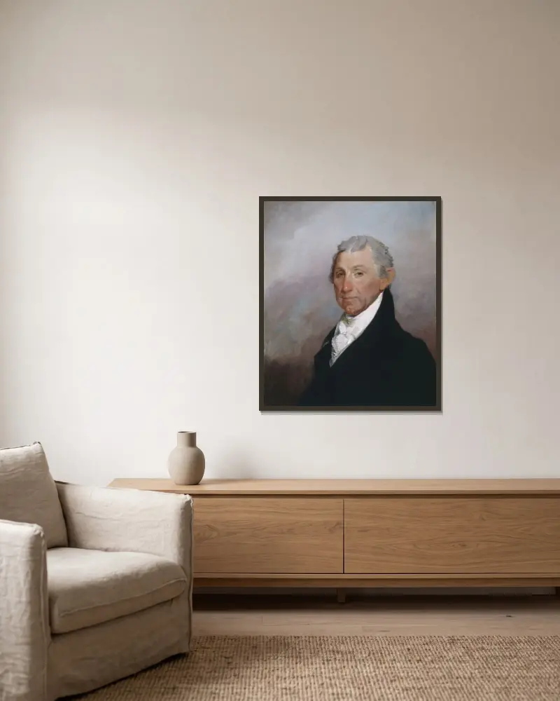 James Monroe av Gilbert Stuart inramad på en vägg