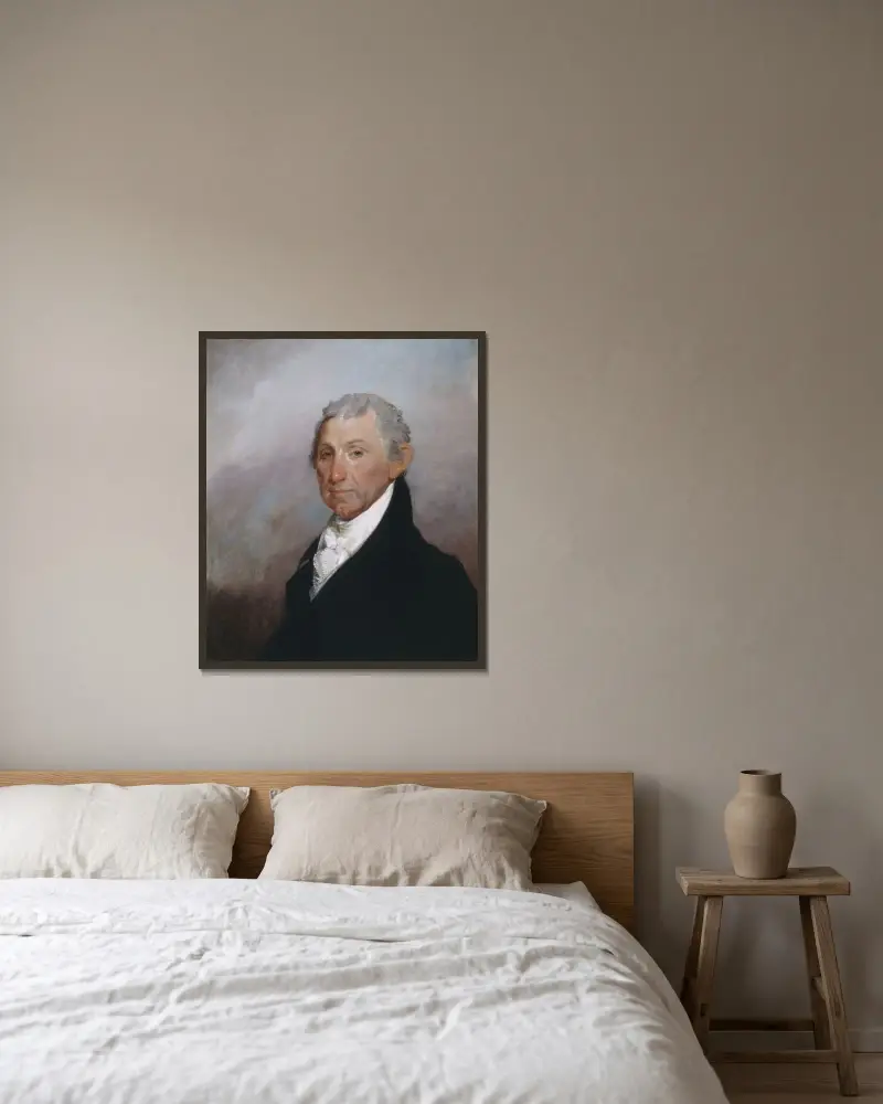 James Monroe av Gilbert Stuart inramad på en vägg
