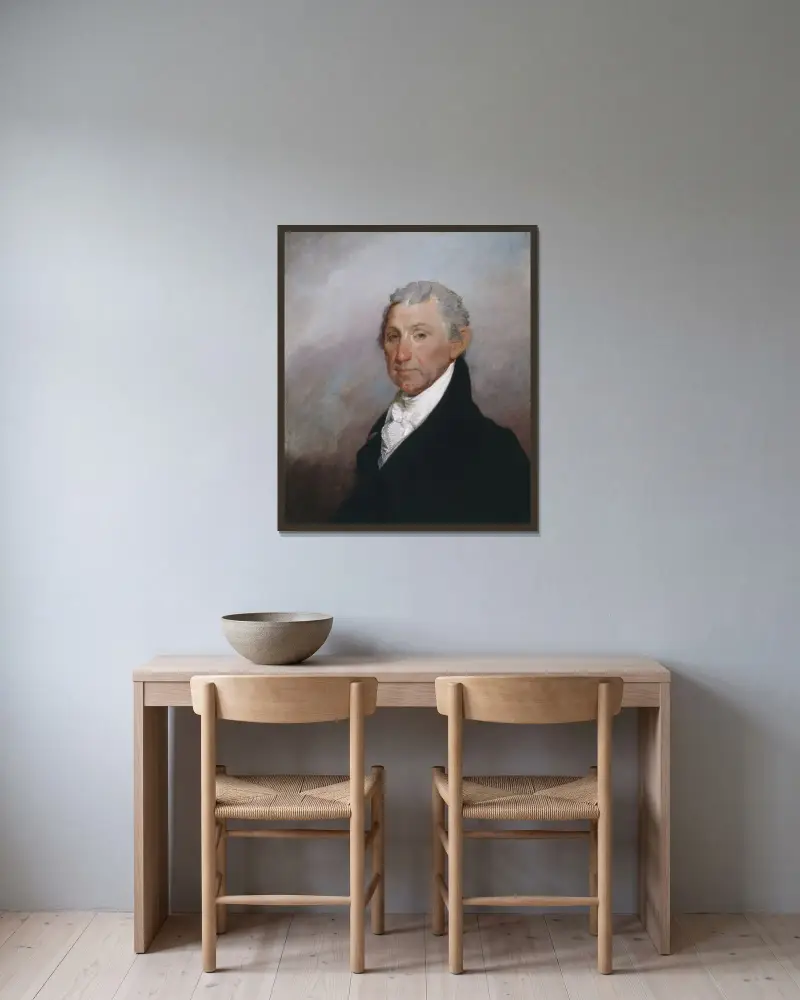 James Monroe av Gilbert Stuart inramad på en vägg