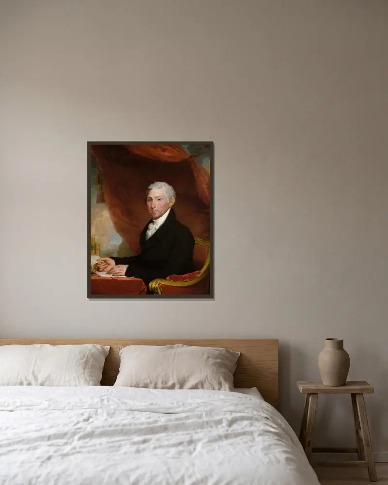 James Monroe av Gilbert Stuart inramad på en vägg