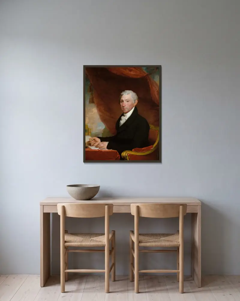 James Monroe av Gilbert Stuart inramad på en vägg
