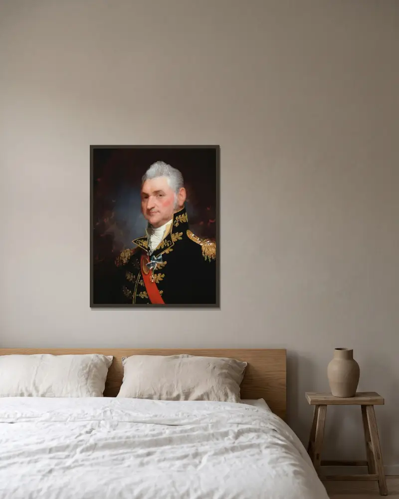 Major-General Henry Dearborn av Gilbert Stuart inramad på en vägg