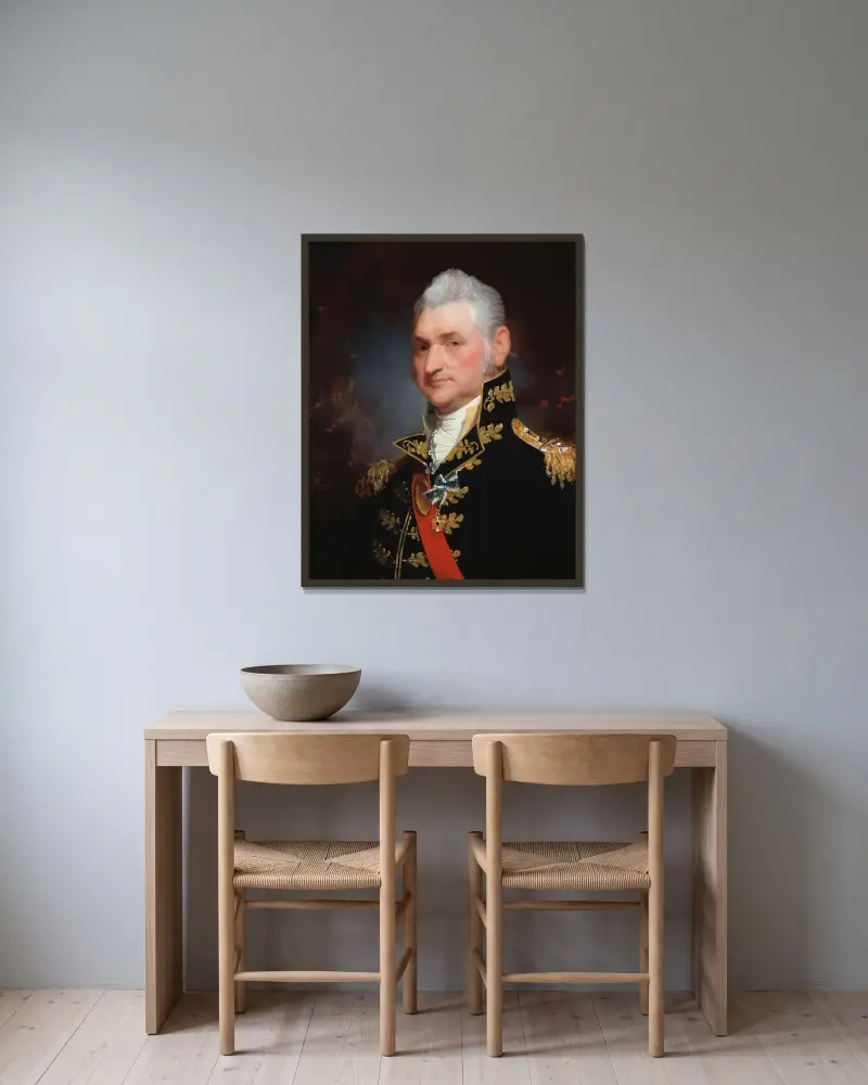 Major-General Henry Dearborn av Gilbert Stuart inramad på en vägg