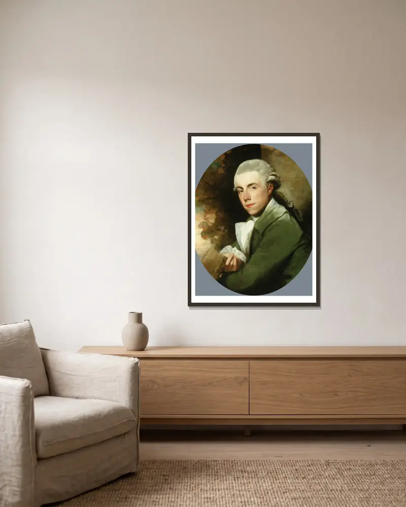 Mężczyzna w zielonym płaszczu, Gilbert Stuart w ramie na ścianie