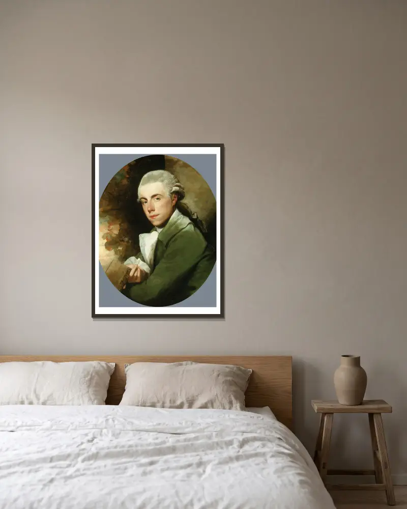 Mężczyzna w zielonym płaszczu, Gilbert Stuart w ramie na ścianie