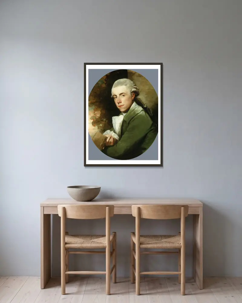 Mężczyzna w zielonym płaszczu, Gilbert Stuart w ramie na ścianie