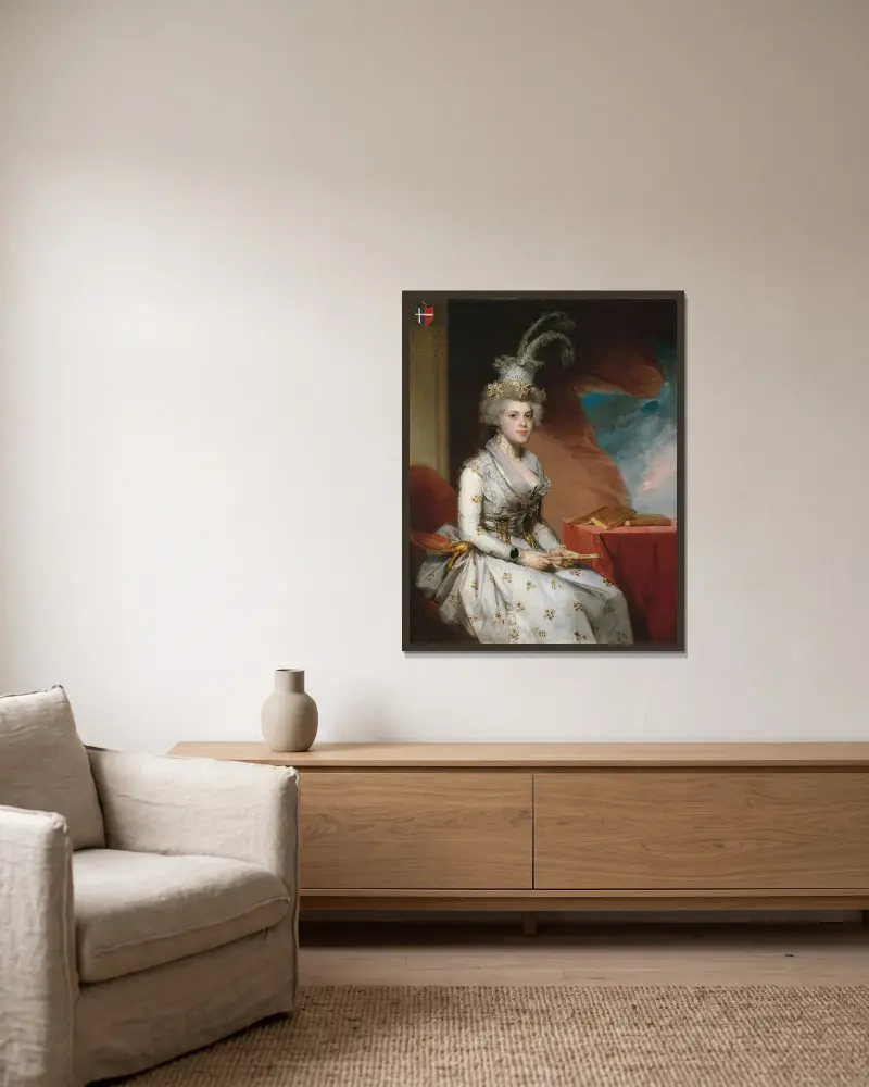 Matilda Stoughton de Jaudenes av Gilbert Stuart inramad på en vägg