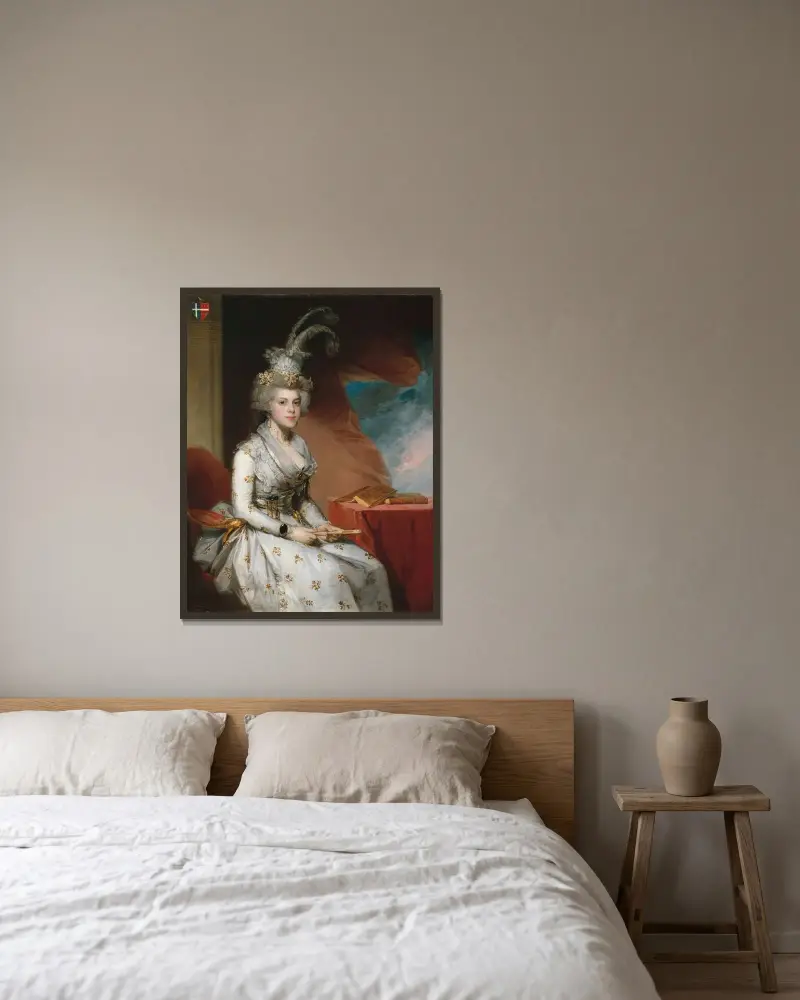 Matilda Stoughton de Jaudenes av Gilbert Stuart inramad på en vägg