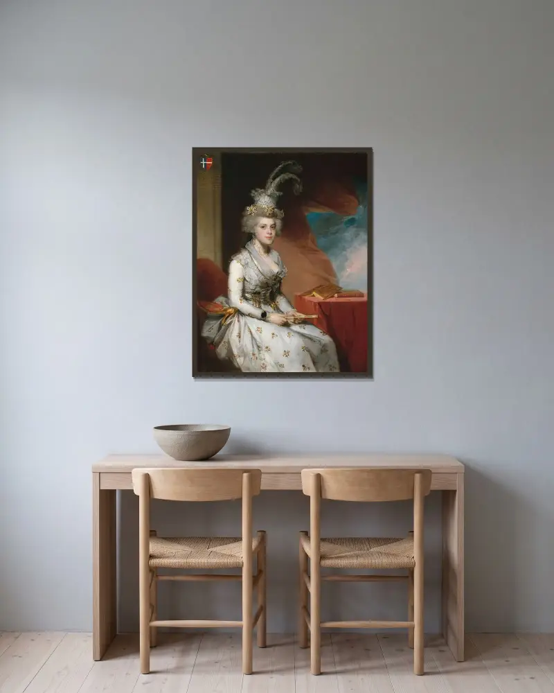 Matilda Stoughton de Jaudenes av Gilbert Stuart inramad på en vägg