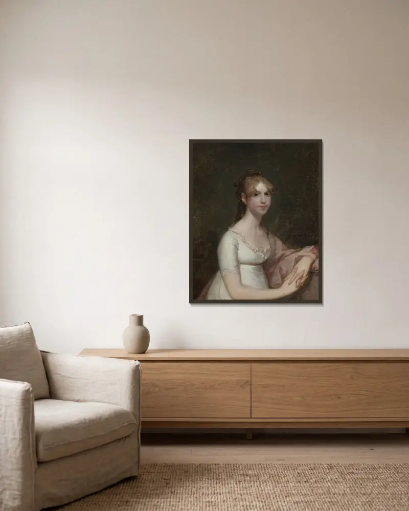 Miss Anna Powell Mason (Mrs. Patrick Grant) av Gilbert Stuart inramad på en vägg