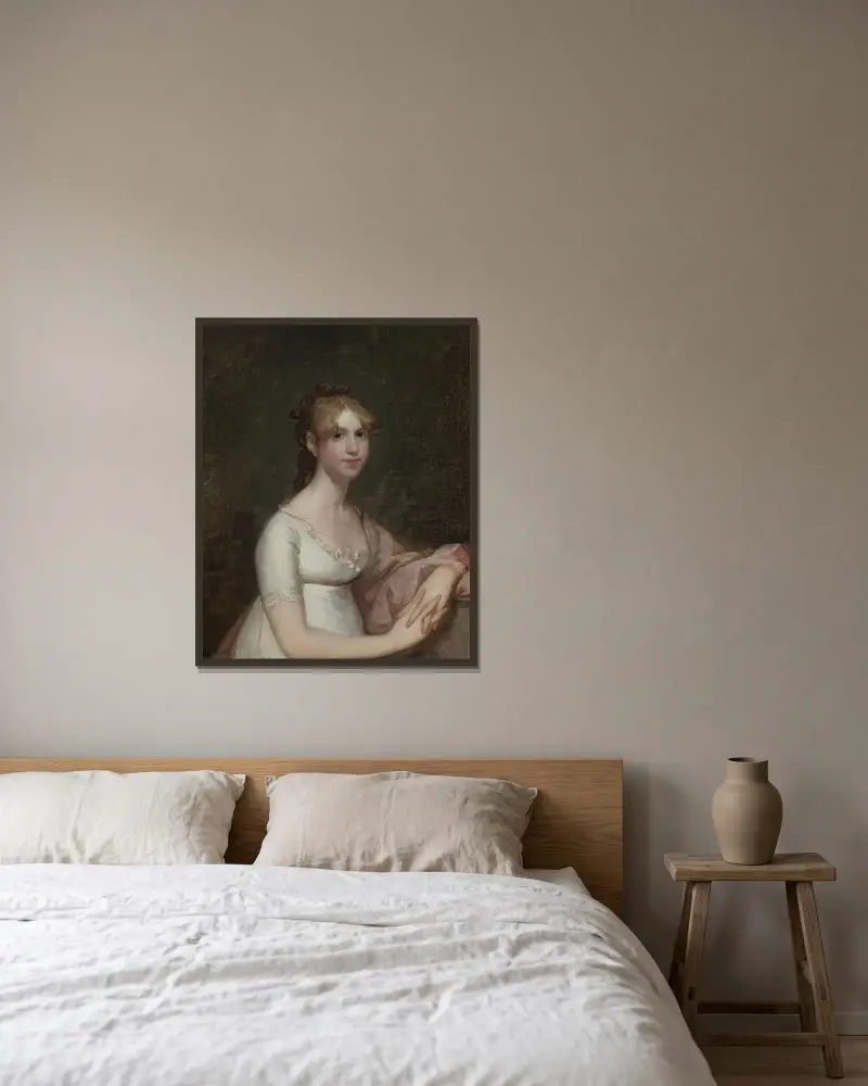 Miss Anna Powell Mason (Mrs. Patrick Grant) av Gilbert Stuart inramad på en vägg