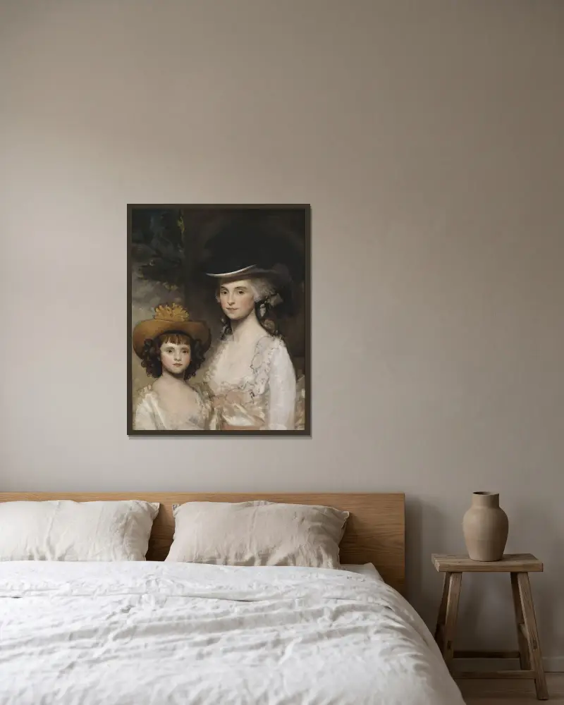 Mrs. Blades och hennes dotter av Gilbert Stuart inramad på en vägg