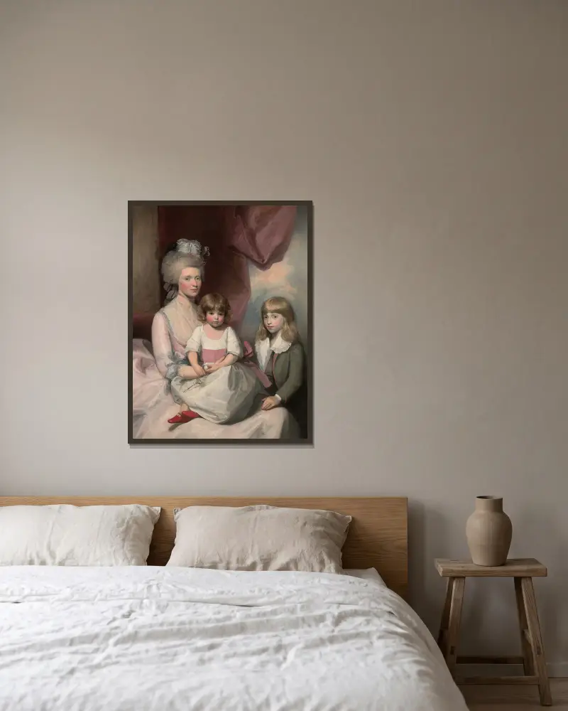 Portrait of A Family av Gilbert Stuart inramad på en vägg