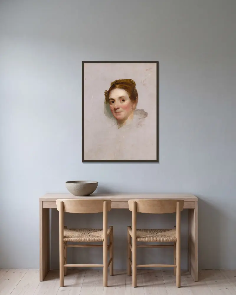 Portret damy, Gilbert Stuart w ramie na ścianie