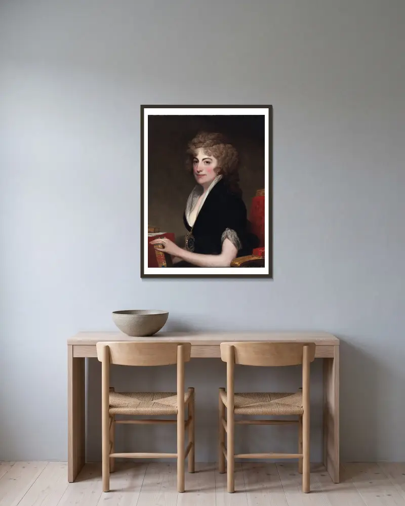 Portrait of Anne Willing Bingham av Gilbert Stuart inramad på en vägg