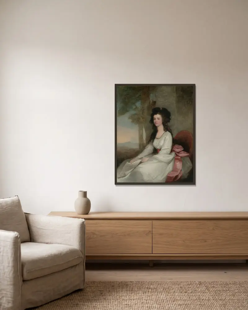 Porträtt av Eleanor Gordon av Gilbert Stuart inramad på en vägg