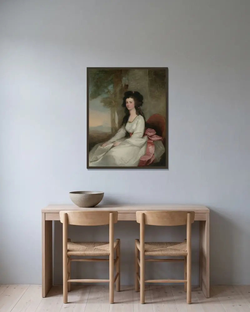 Porträtt av Eleanor Gordon av Gilbert Stuart inramad på en vägg