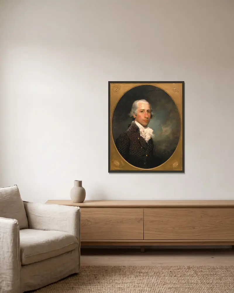 Portrait of Gabriel Manigault av Gilbert Stuart inramad på en vägg
