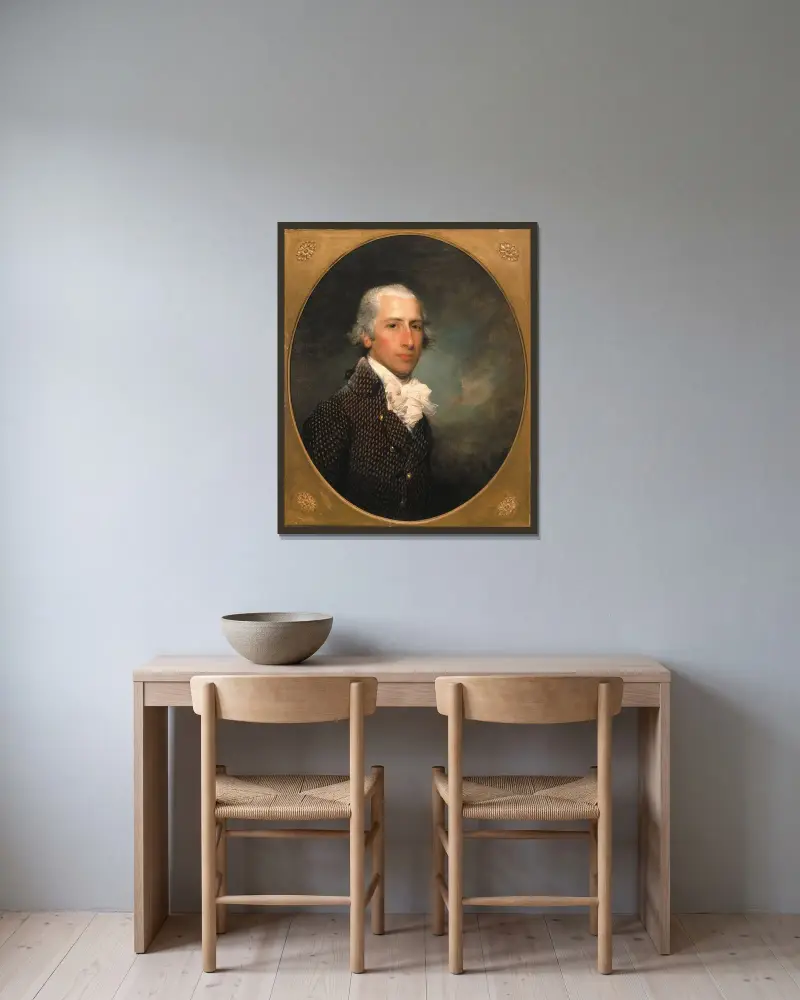 Portrait of Gabriel Manigault av Gilbert Stuart inramad på en vägg