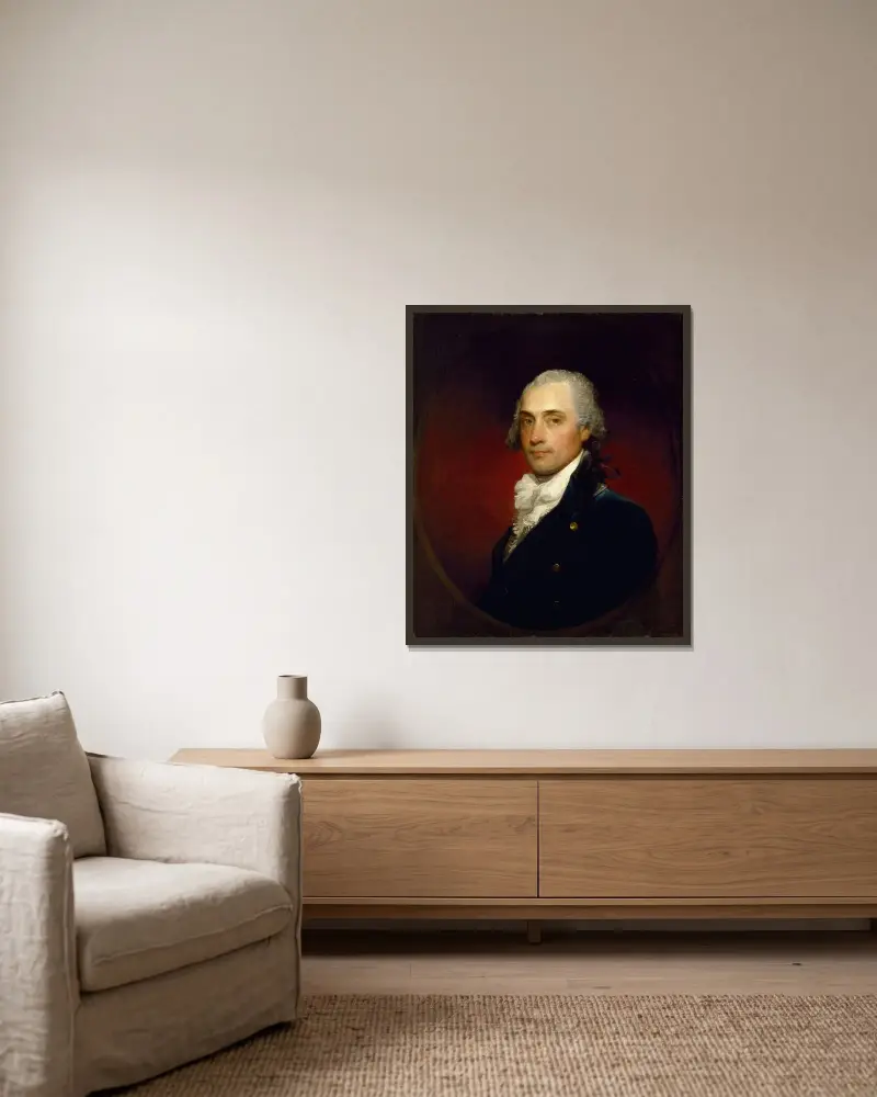 Porträtt av John Vaughan av Gilbert Stuart inramad på en vägg