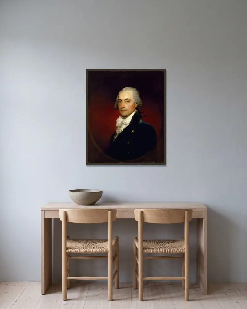 Porträtt av John Vaughan av Gilbert Stuart inramad på en vägg