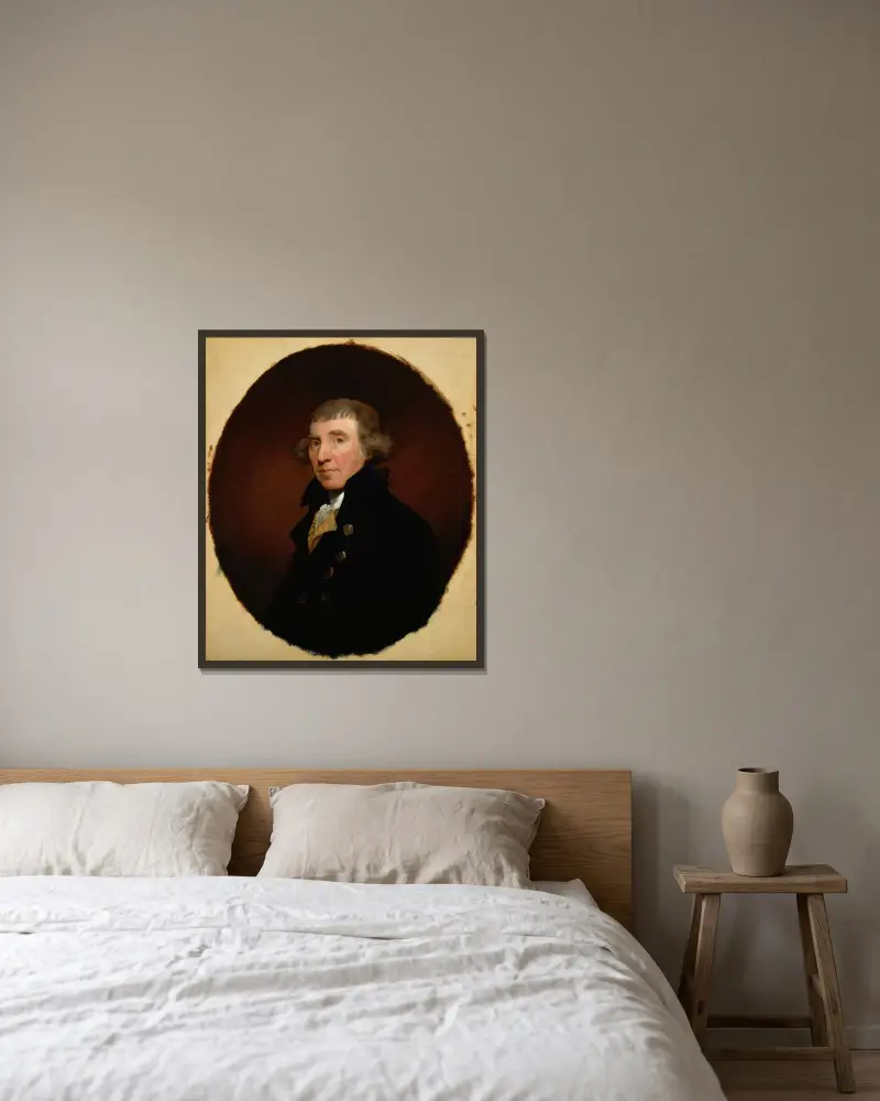 Portrait of Robert Livingston (b. 1733) av Gilbert Stuart inramad på en vägg