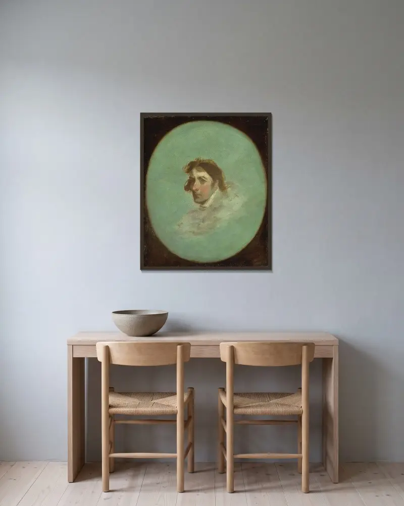 Konstnärens porträtt av Gilbert Stuart inramad på en vägg