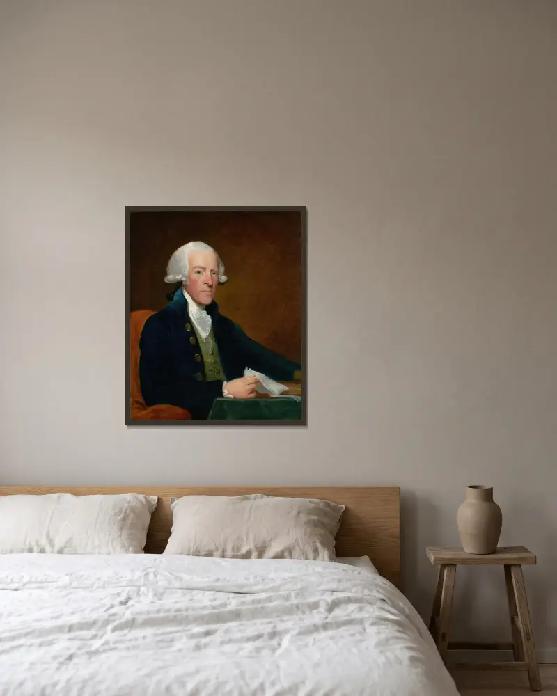 Porträtt av William Brownlow av Gilbert Stuart inramad på en vägg
