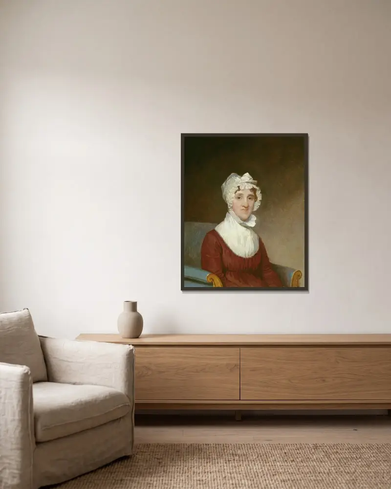 Sarah Homes Tappan (Mrs. Benjamin Tappan) av Gilbert Stuart inramad på en vägg