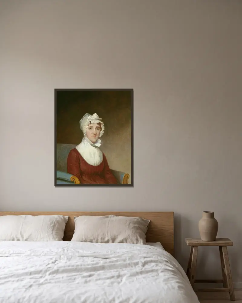 Sarah Homes Tappan (Mrs. Benjamin Tappan) av Gilbert Stuart inramad på en vägg