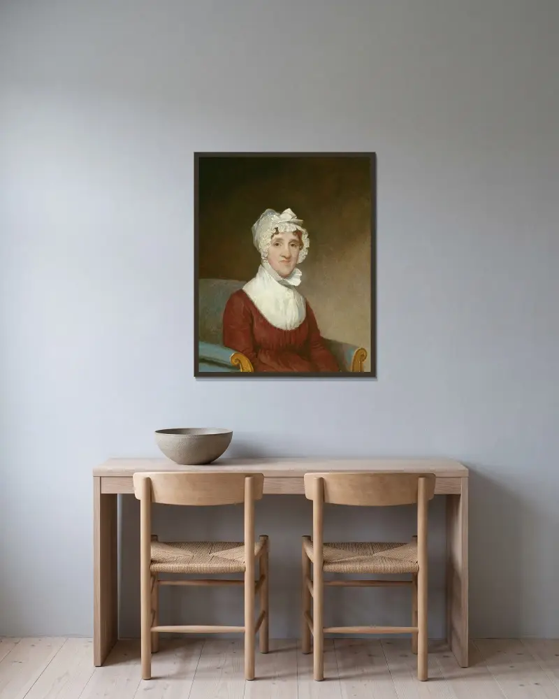 Sarah Homes Tappan (Mrs. Benjamin Tappan) av Gilbert Stuart inramad på en vägg