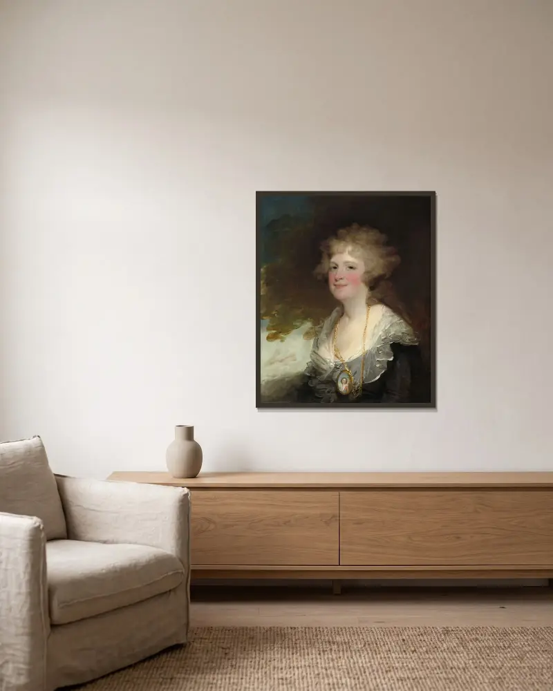 Sarah Shippen Lea (Mrs. Thomas Lea) av Gilbert Stuart inramad på en vägg
