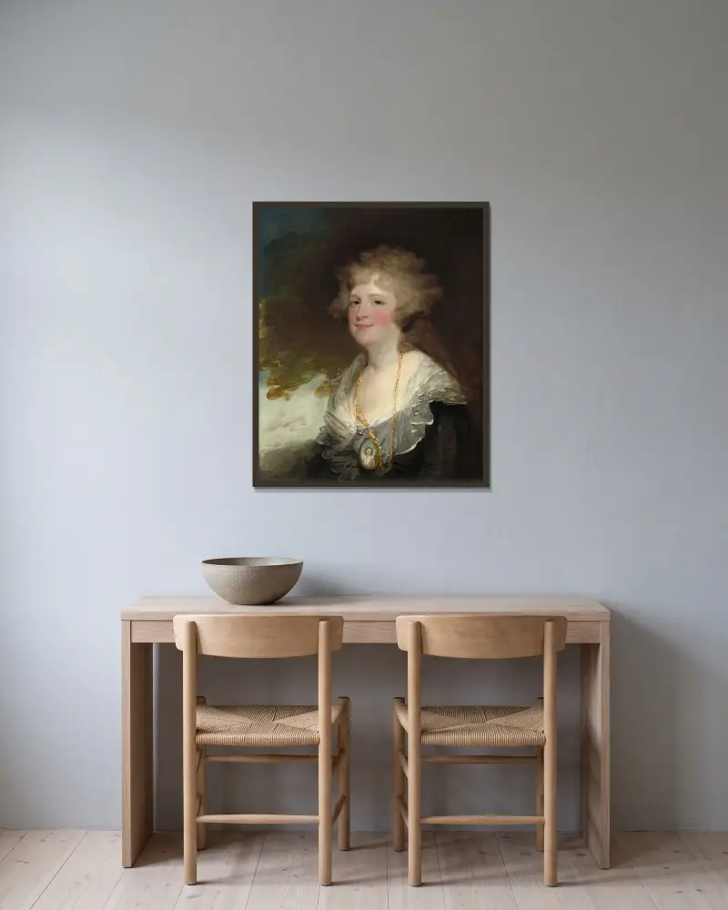 Sarah Shippen Lea (Mrs. Thomas Lea) av Gilbert Stuart inramad på en vägg