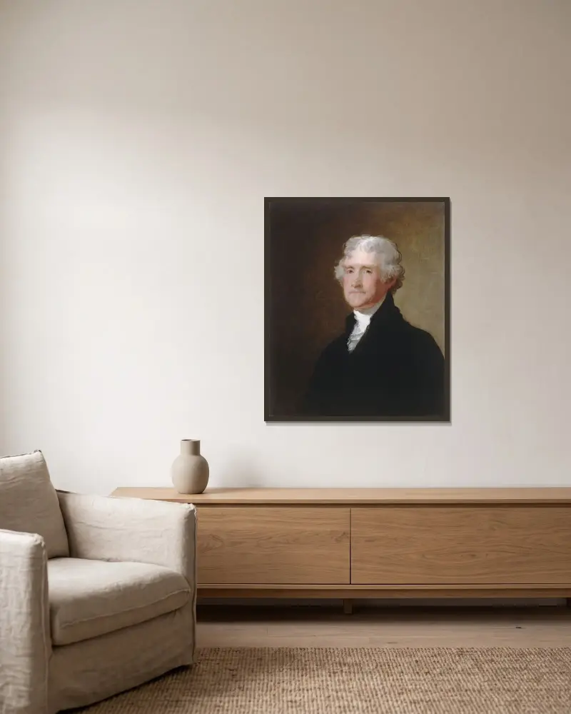 Thomas Jefferson von Gilbert Stuart gerahmt an einer Wand