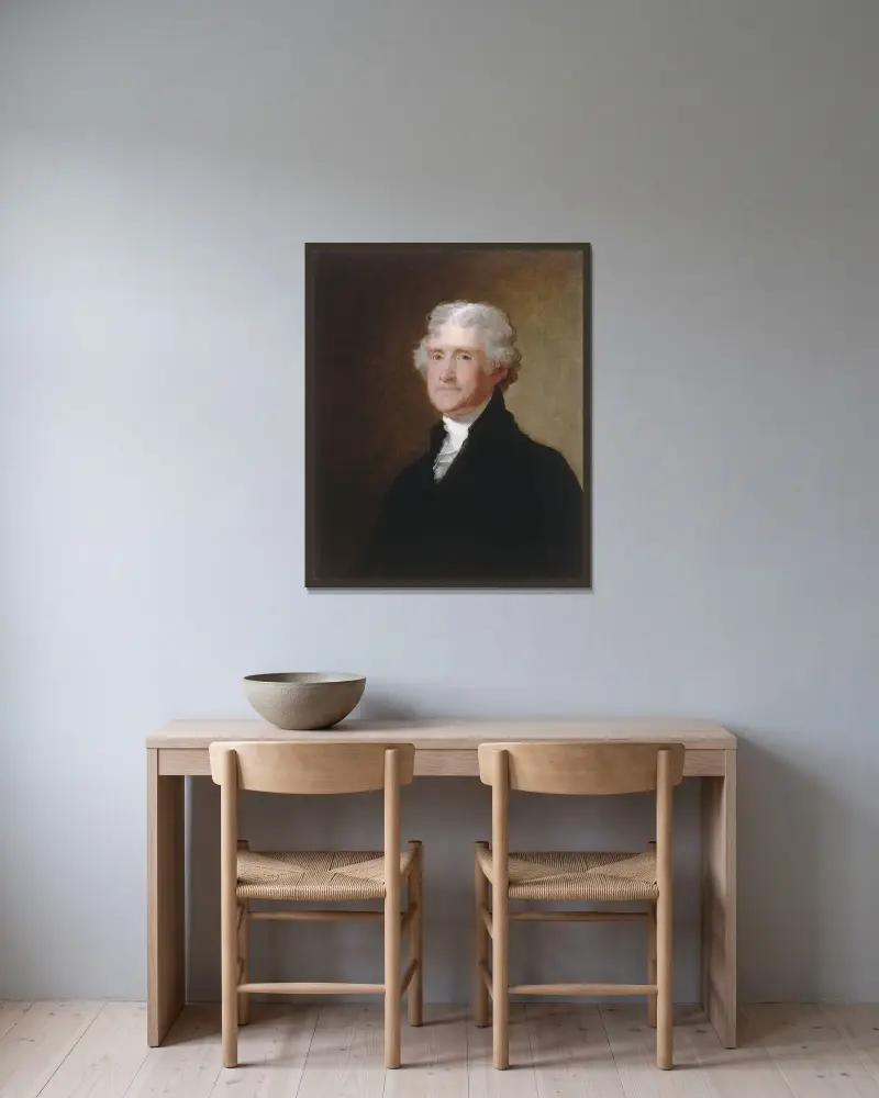 Thomas Jefferson von Gilbert Stuart gerahmt an einer Wand