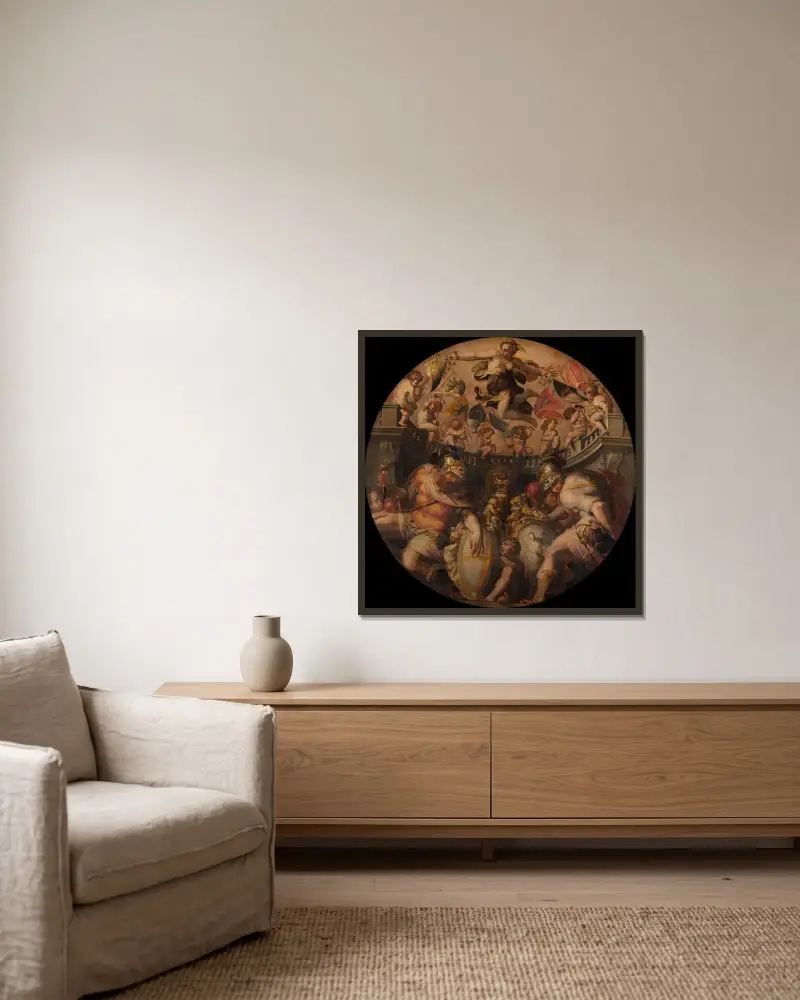 Alegorie dzielnic Santo Spirito i Santa Croce, Giorgio Vasari w ramie na ścianie