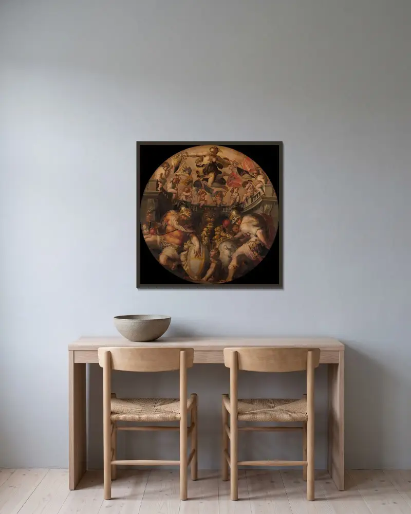 Alegorie dzielnic Santo Spirito i Santa Croce, Giorgio Vasari w ramie na ścianie