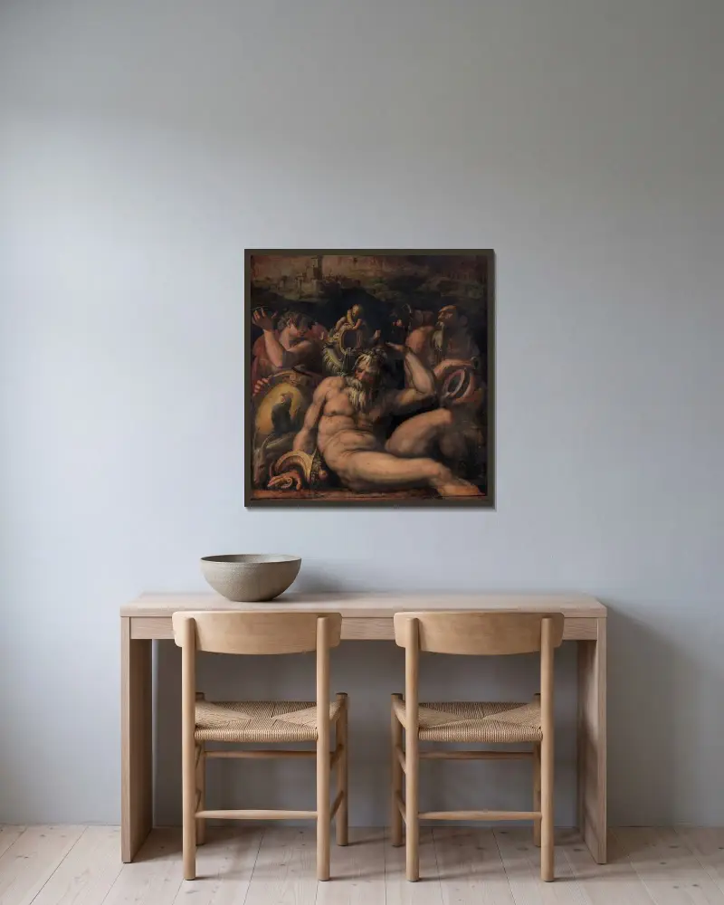 Allegori över Chianti av Giorgio Vasari inramad på en vägg