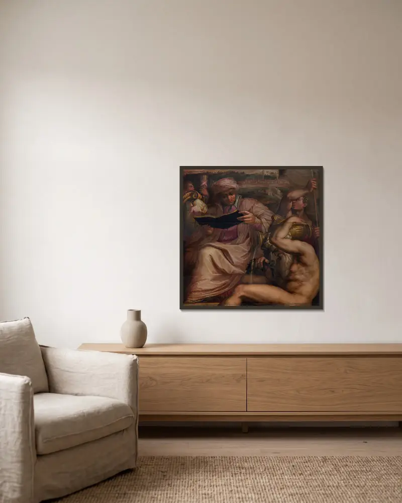 Allegorie des Mugello von Giorgio Vasari gerahmt an einer Wand
