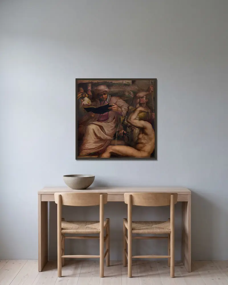 Allegorie des Mugello von Giorgio Vasari gerahmt an einer Wand