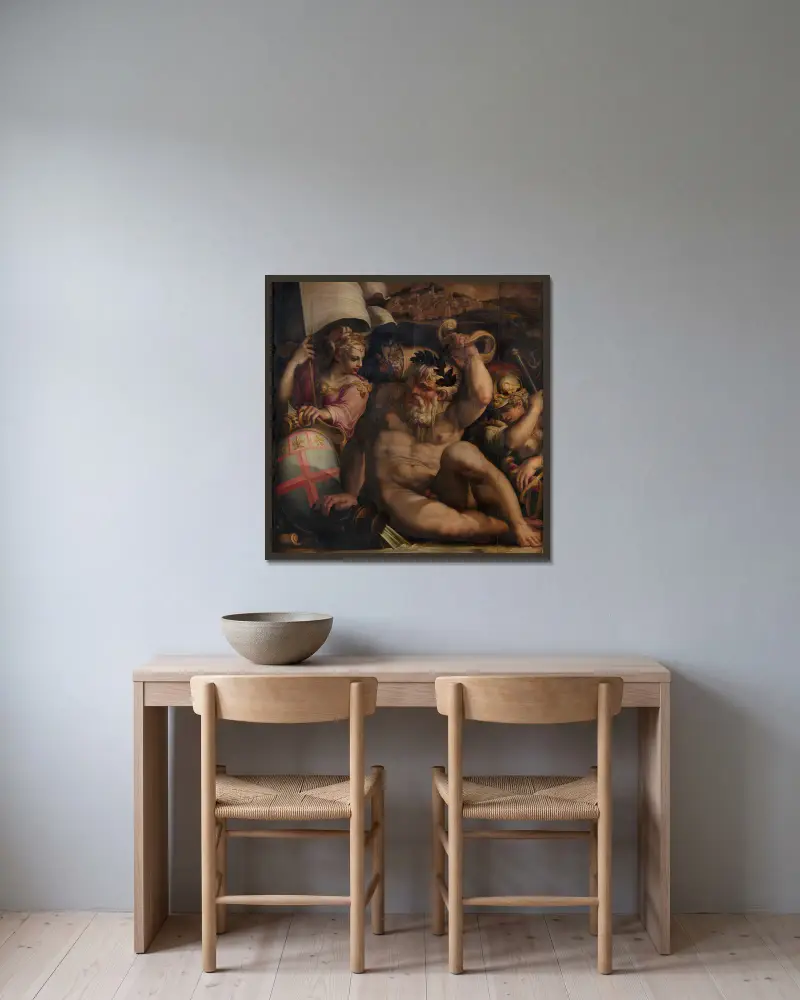 Alegorie Romagna, Giorgio Vasari v rámu na stěně