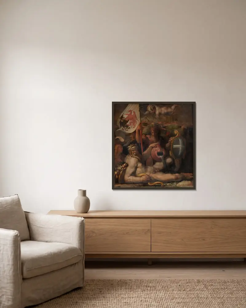Allegori från Volterra av Giorgio Vasari inramad på en vägg