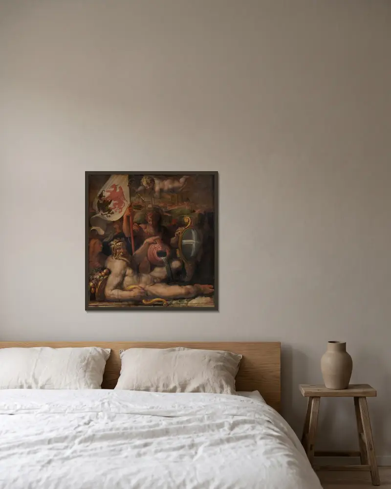 Allegori från Volterra av Giorgio Vasari inramad på en vägg