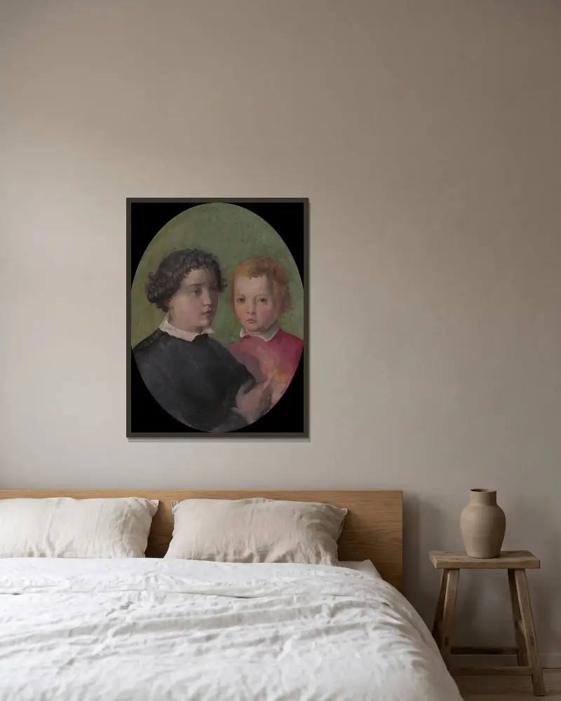 Don Giovanni and Don Garzia de’ Medici av Giorgio Vasari inramad på en vägg