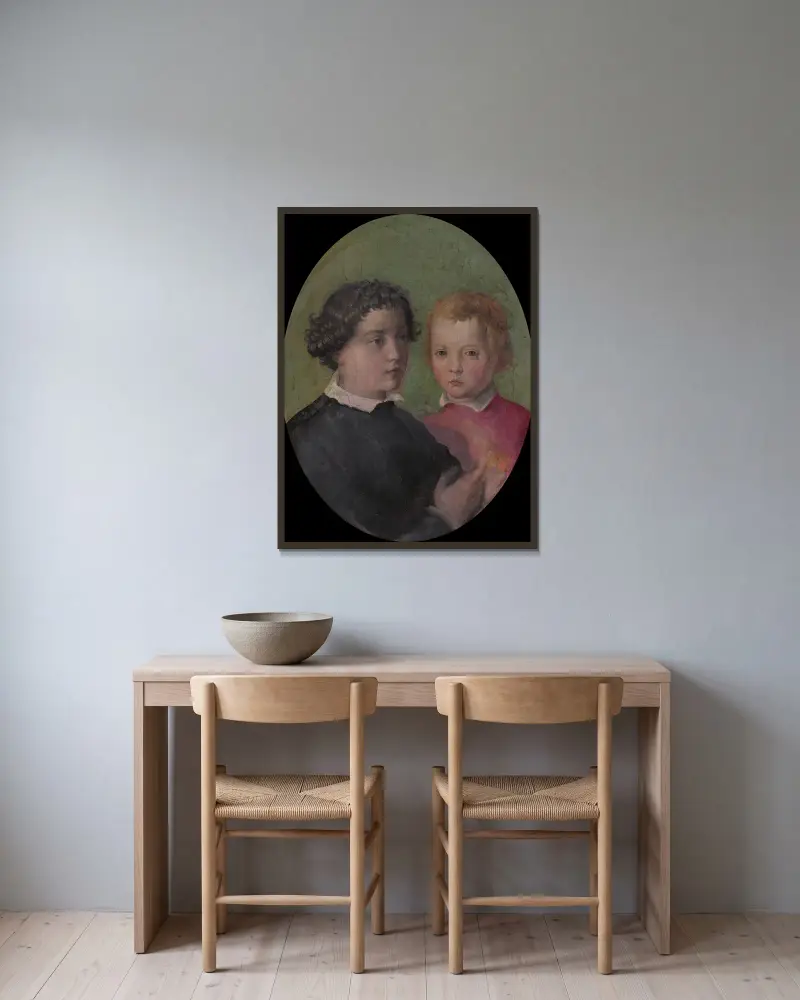 Don Giovanni and Don Garzia de’ Medici av Giorgio Vasari inramad på en vägg