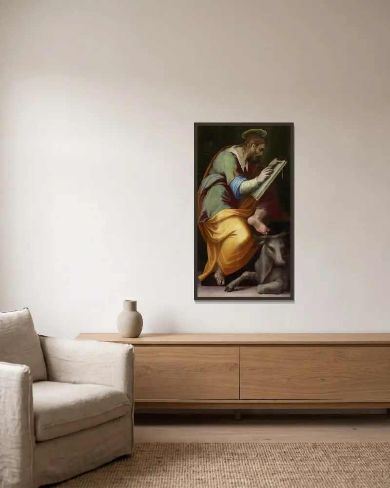 Sankt Lukas av Giorgio Vasari inramad på en vägg
