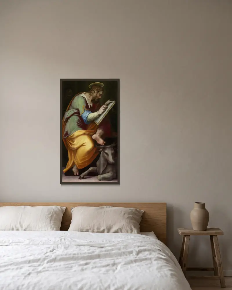 Sankt Lukas av Giorgio Vasari inramad på en vägg