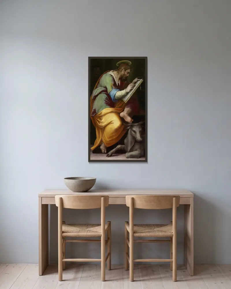 Sankt Lukas av Giorgio Vasari inramad på en vägg