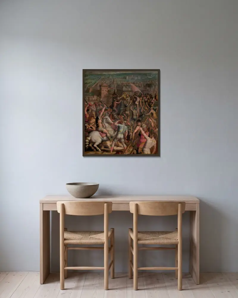Milano intas av Giorgio Vasari inramad på en vägg