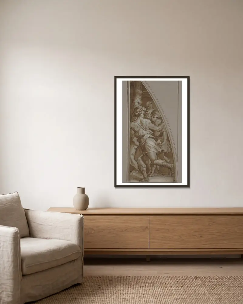 Jugend im Sprung von Giorgio Vasari gerahmt an einer Wand